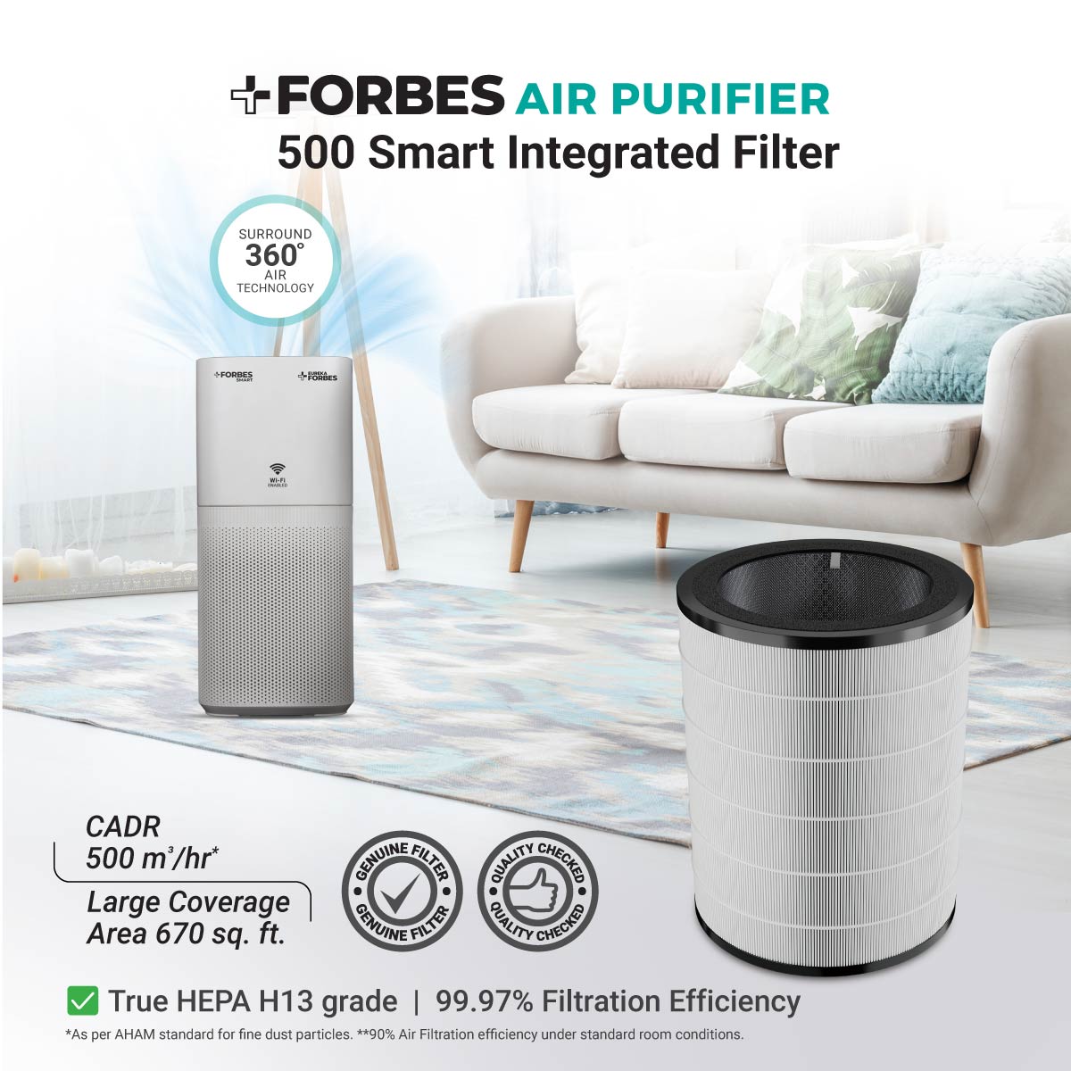 Integrated Filter for Eureka Forbes Air Purifier 500 Smart - Image 2