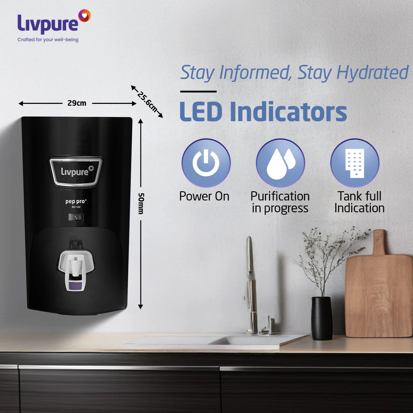 LIVPURE LIV-PEP-PRO-PLUS+ 7 L RO + UV + UF Water Purifier (Black) - Image 5