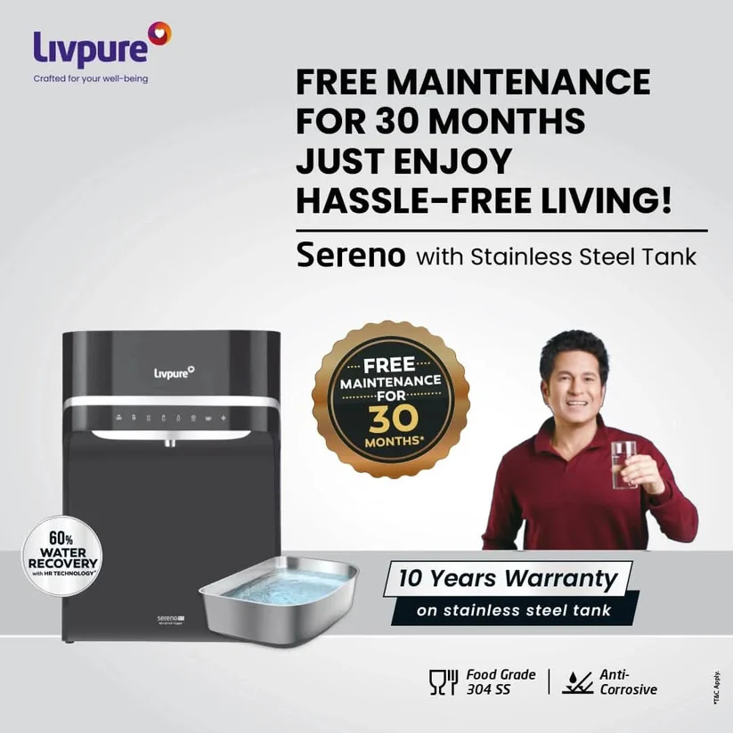 Livpure Sereno RO + UV + UF + Copper with Stainless Steel Tank Water Purifier - Image 2